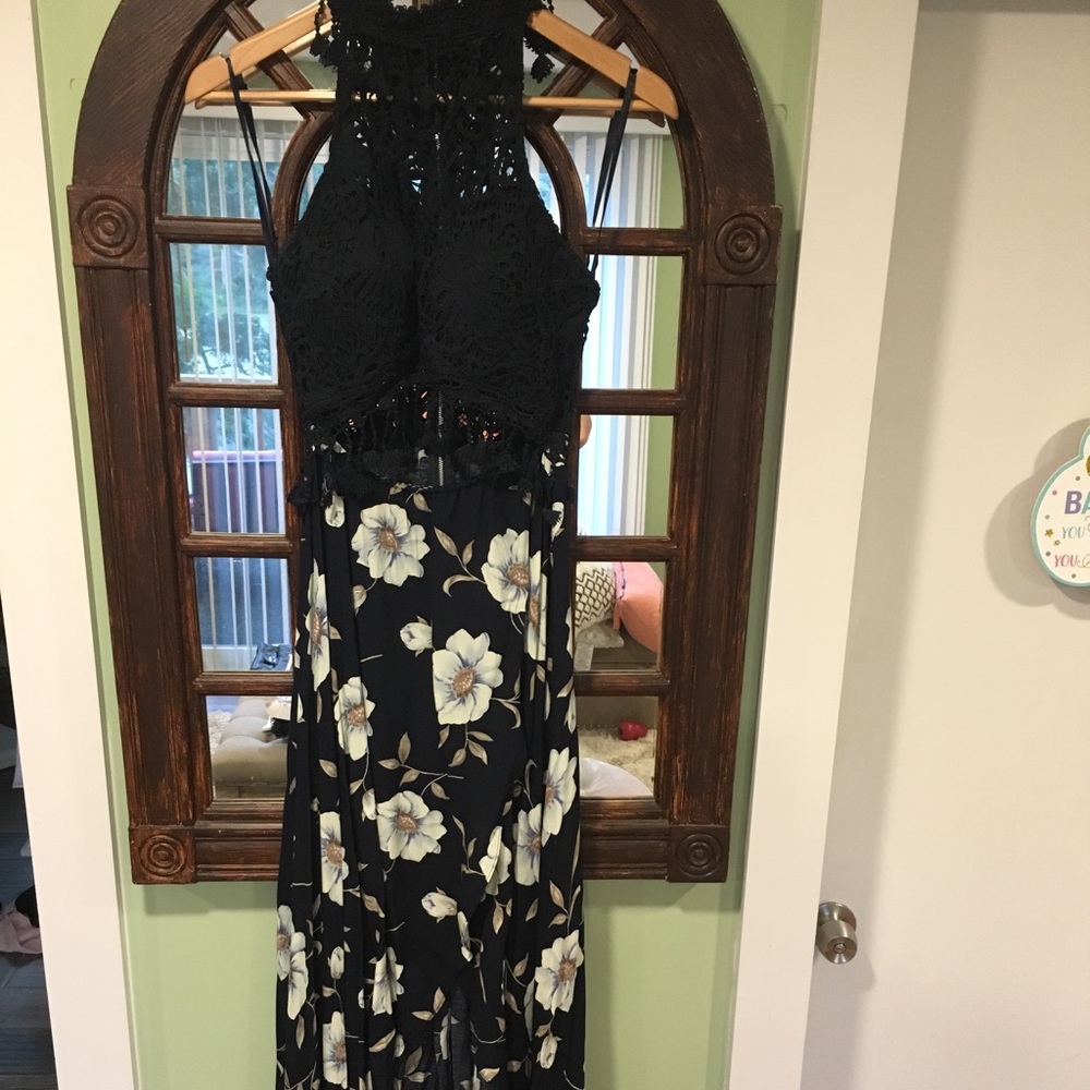Navy and flower print dress NWOT